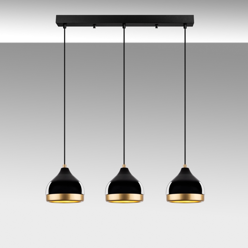 Pendant lamp YILDO 3xE27/40W/230V black/gold