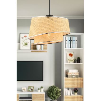Pendant Light BARETTE 1xE27/60W/230V beige/polished chrome