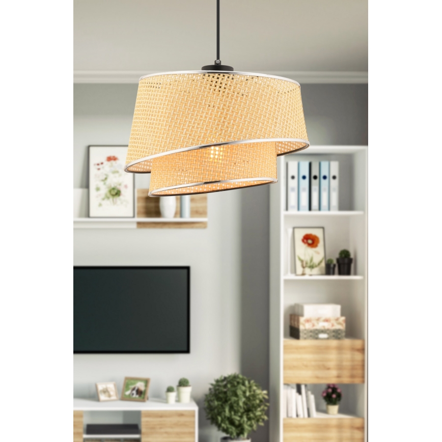 Pendant Light BARETTE 1xE27/60W/230V beige/polished chrome