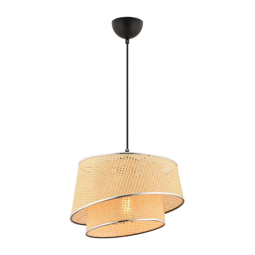 Pendant Light BARETTE 1xE27/60W/230V beige/polished chrome