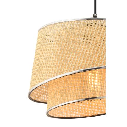 Pendant Light BARETTE 1xE27/60W/230V beige/polished chrome