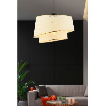 Pendant Light BARETTE 1xE27/60W/230V cream/gold