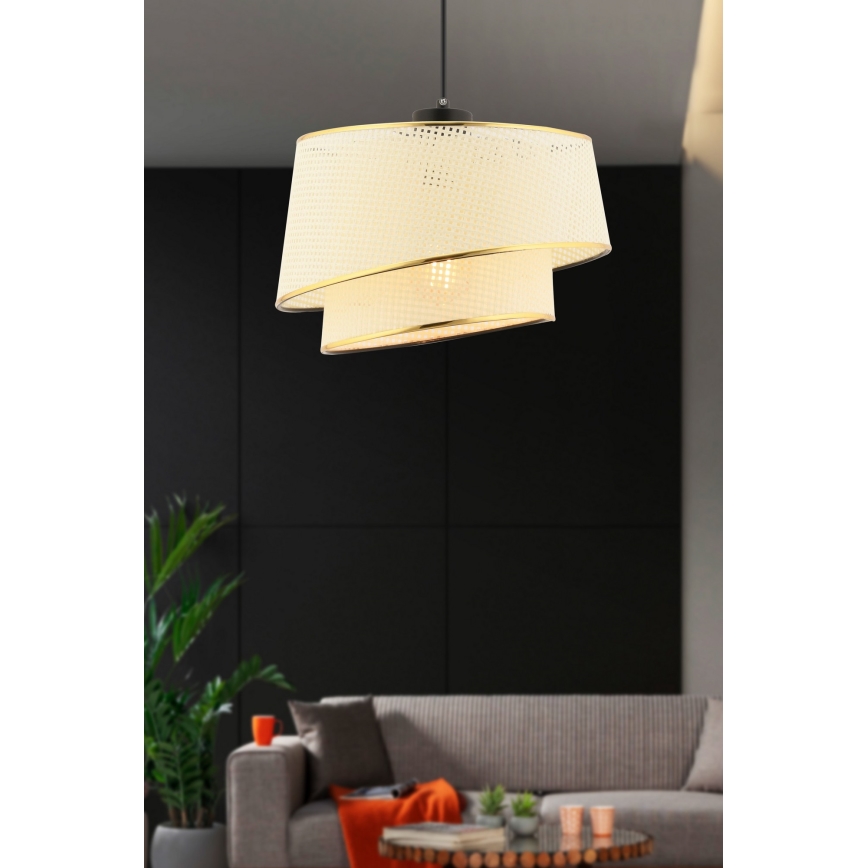 Pendant Light BARETTE 1xE27/60W/230V cream/gold
