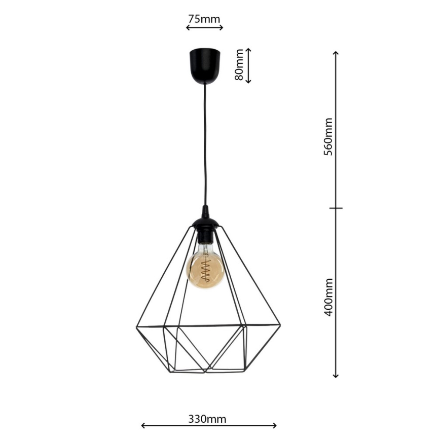 Pendant light BASKET 1xE27/60W/230V black