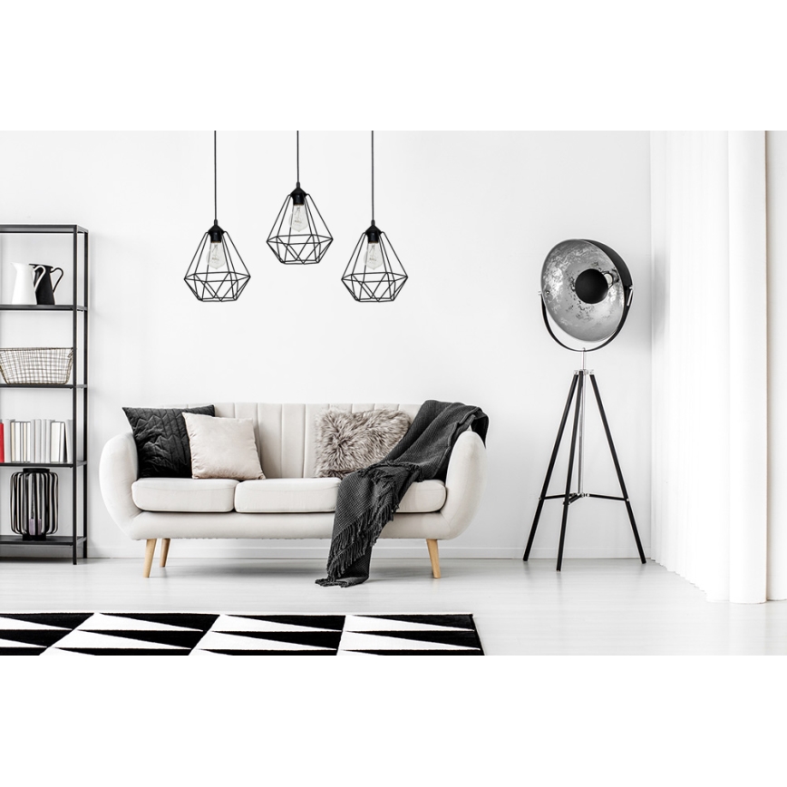 Pendant light BASKET 3xE27/60W/230V black