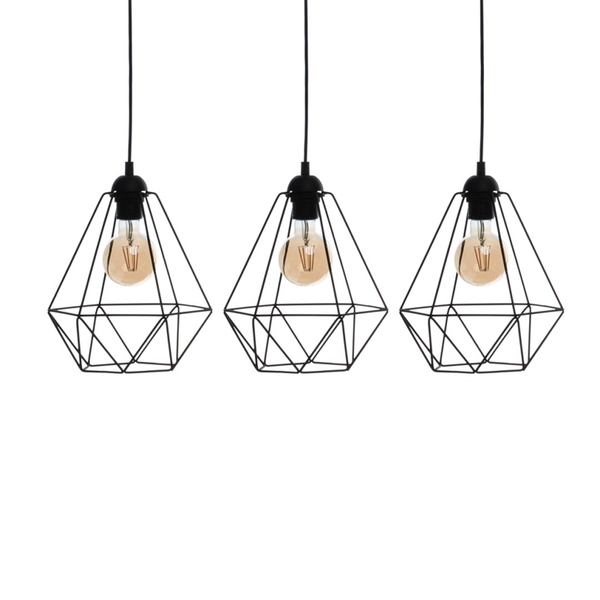 Pendant light BASKET 3xE27/60W/230V black