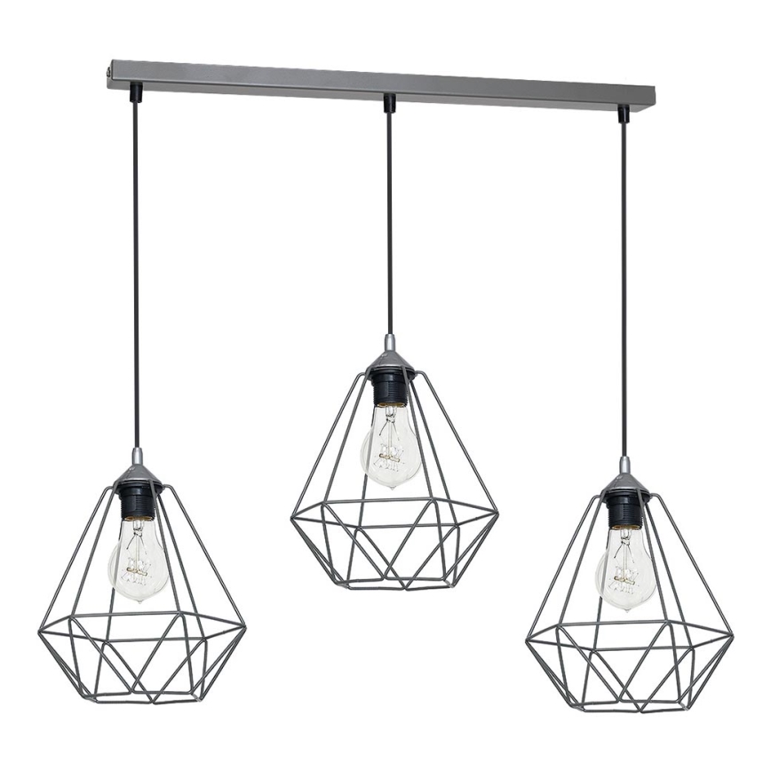 Pendant light BASKET 3xE27/60W/230V grey