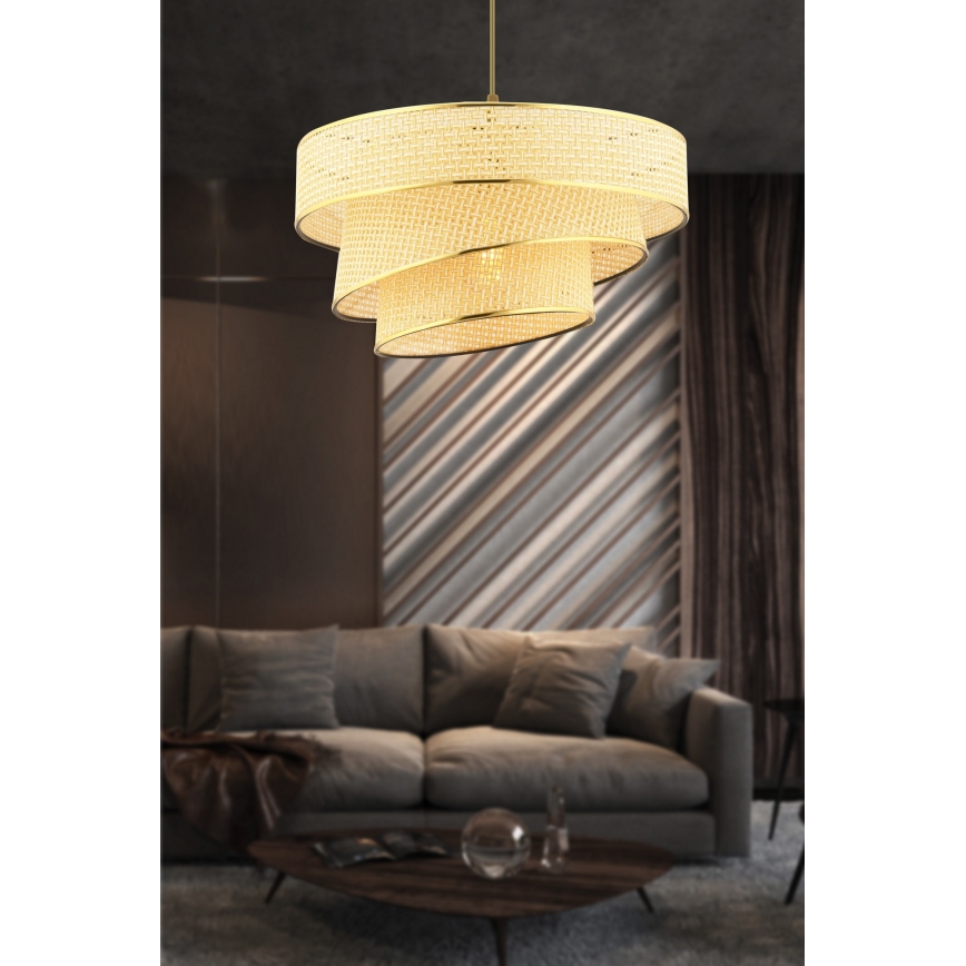 Pendant Light COUPER 1xE27/60W/230V beige/gold