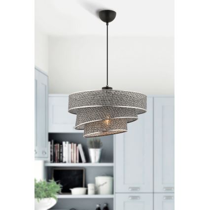 Pendant light COUPER 1xE27/60W/230V grey/shiny chrome
