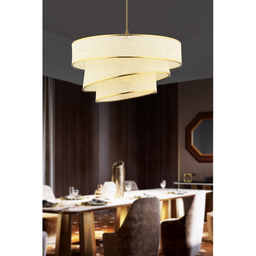 Pendant light COUPER 1xE27/60W/230V white/gold