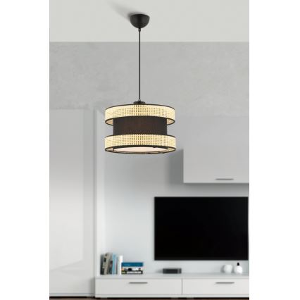 Pendant Light HALO 1xE27/60W/230V Black/Beige