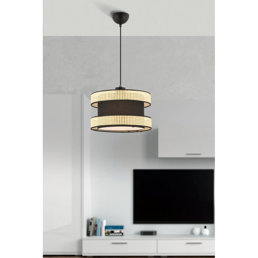 Pendant Light HALO 1xE27/60W/230V Black/Beige