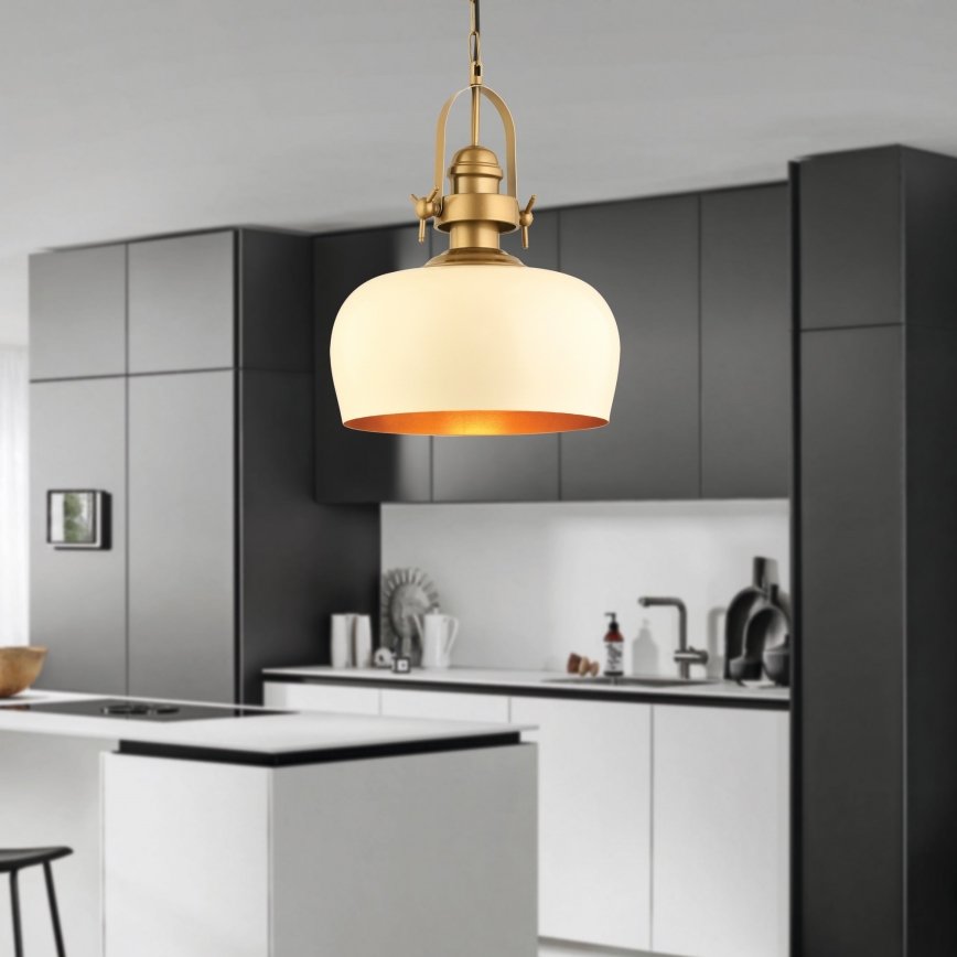 Pendant light MONZA 1xE27/40W/230V 30 cm cream/bronze