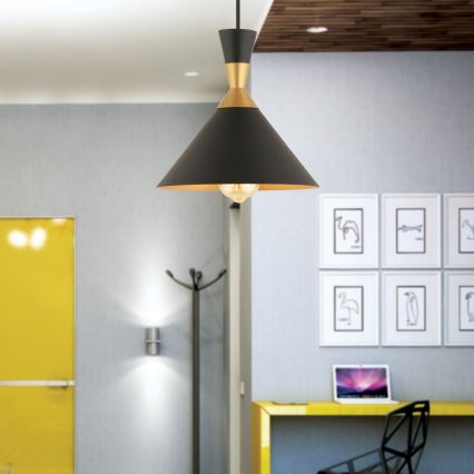 Pendant Light MONZA 1xE27/40W/230V Ø 25 cm Black/Gold