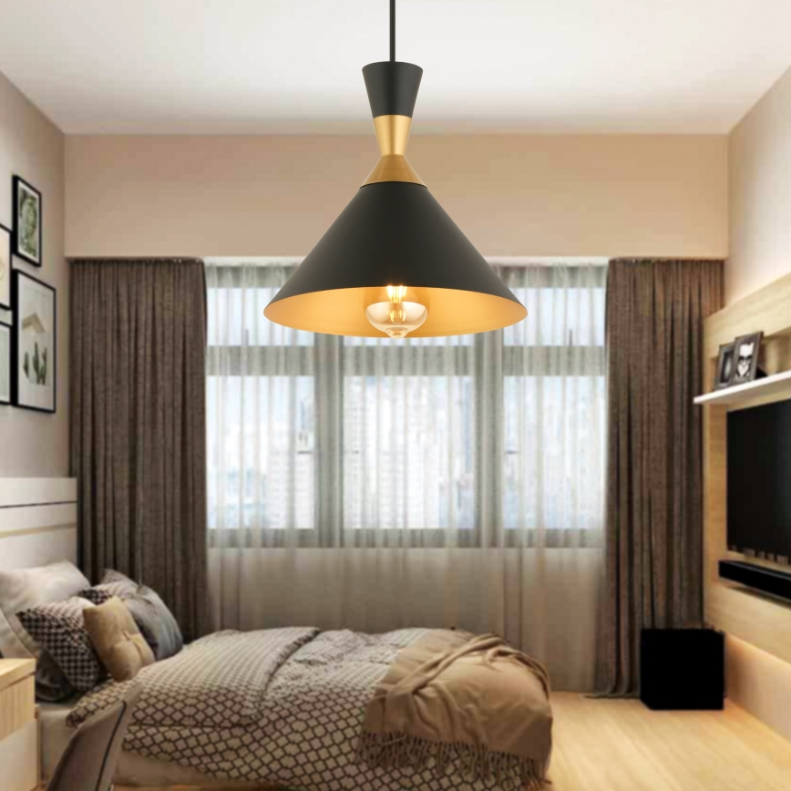 Pendant Light MONZA 1xE27/40W/230V Ø 25 cm Black/Gold