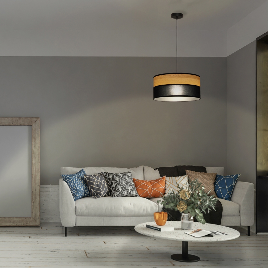 Pendant light on cable ALBA 1xE27/15W/230V Ø 45 cm black/brown