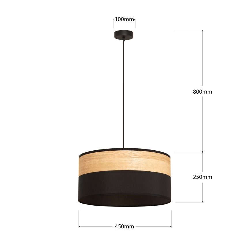 Pendant light on cable ALBA 1xE27/15W/230V Ø 45 cm black/brown