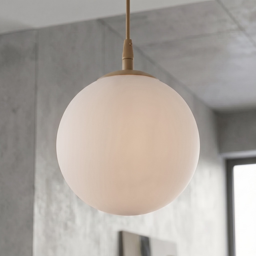 Pendant light on cable COSMO 1xE14/10W/230V Ø 14 cm beige/white