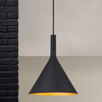Pendant light on cable GUNDA 1xE27/60W/230V Ø 25 cm black/gold