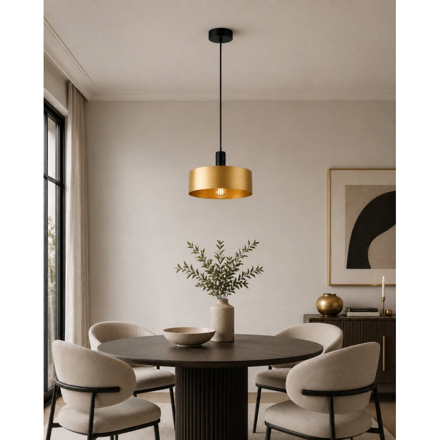Pendant light on cable HAKI 1xE27/60W/230V gold/black