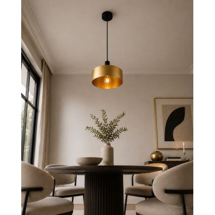 Pendant light on cable HAKI 1xE27/60W/230V gold/black