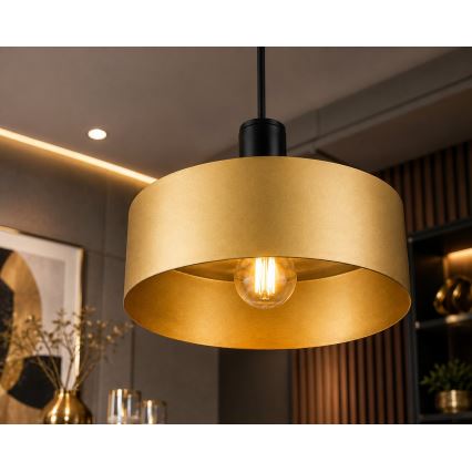 Pendant light on cable HAKI 1xE27/60W/230V gold/black