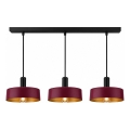 Pendant light on cable HAKI 3xE27/60W/230V burgundy/black