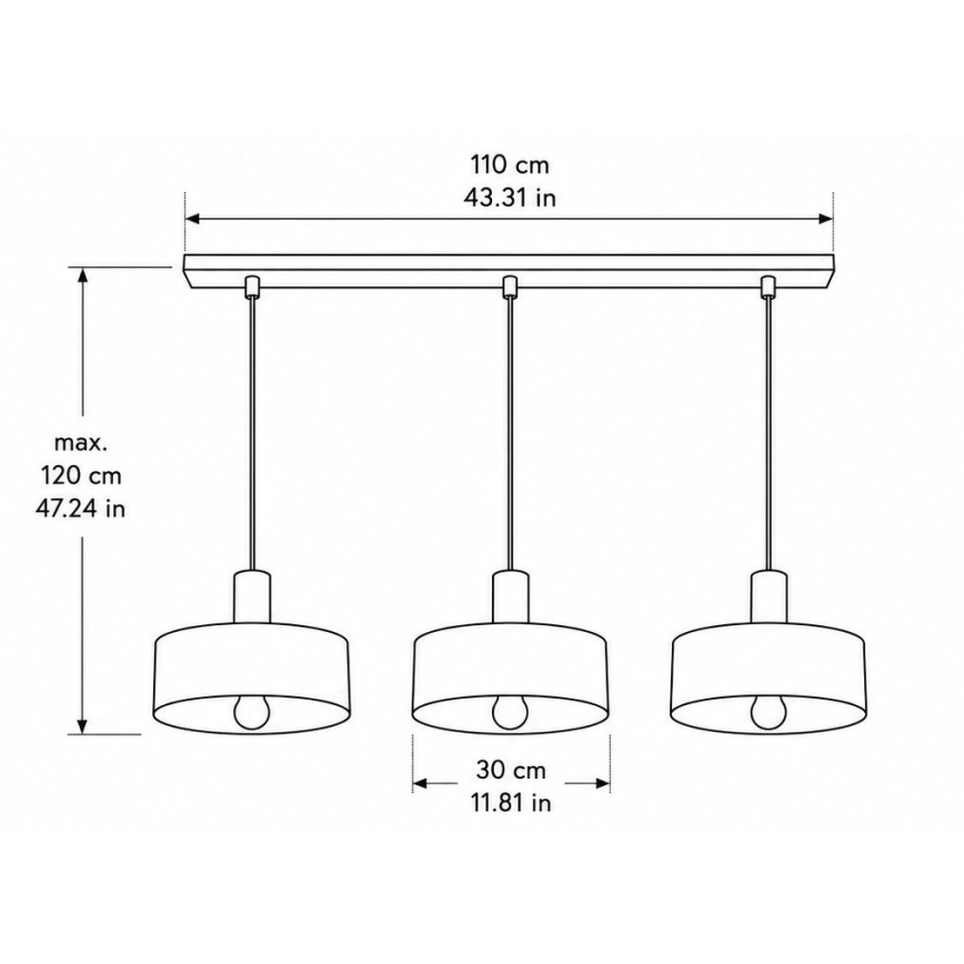 Pendant light on cable HAKI 3xE27/60W/230V burgundy/black