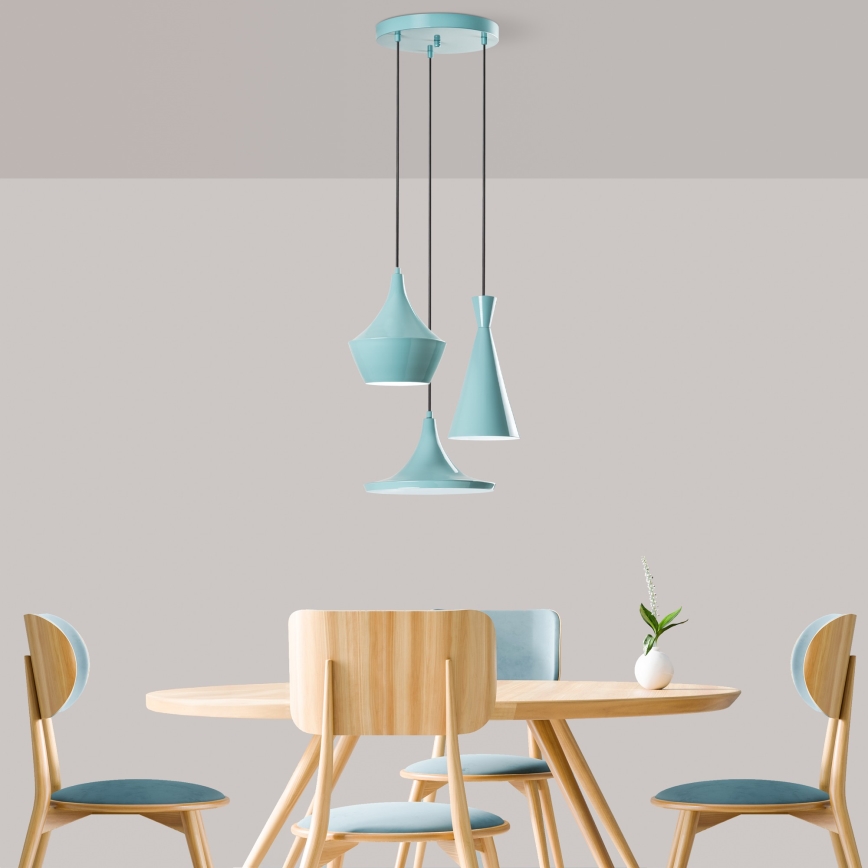 Pendant light on cable TOM 3xE27/40W/230V blue