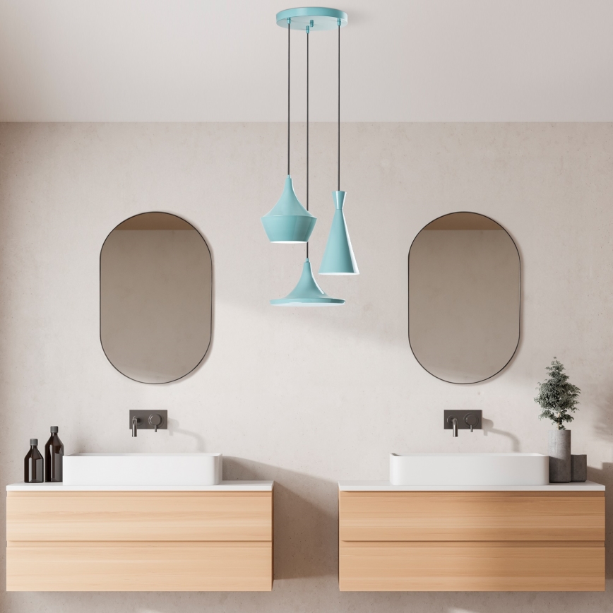 Pendant light on cable TOM 3xE27/40W/230V blue