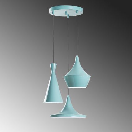 Pendant light on cable TOM 3xE27/40W/230V blue