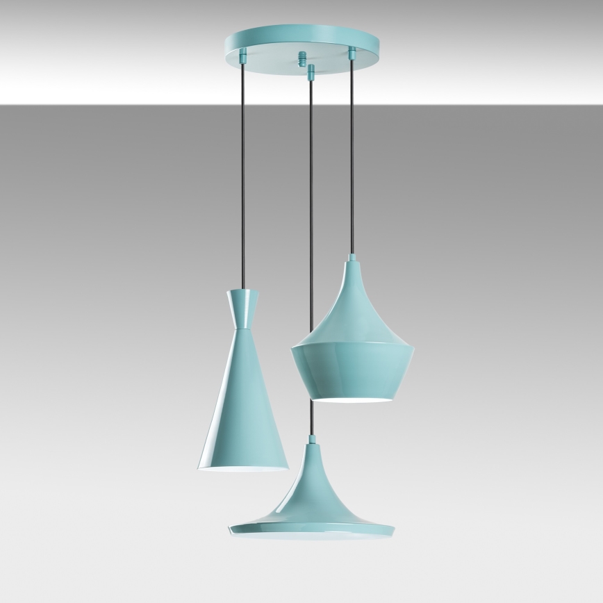 Pendant light on cable TOM 3xE27/40W/230V blue