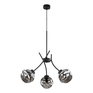 Pendant light on cable ZULIA 3xE27/15W/230V black/smoky black