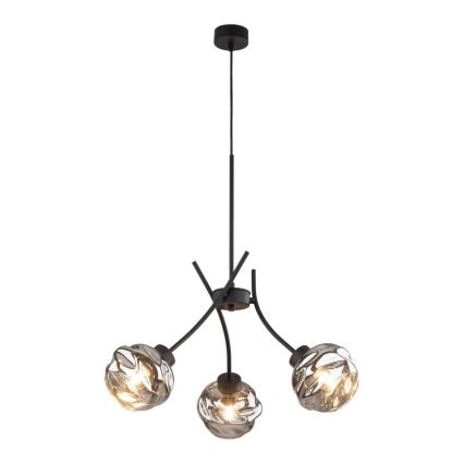 Pendant light on cable ZULIA 3xE27/15W/230V black/smoky black