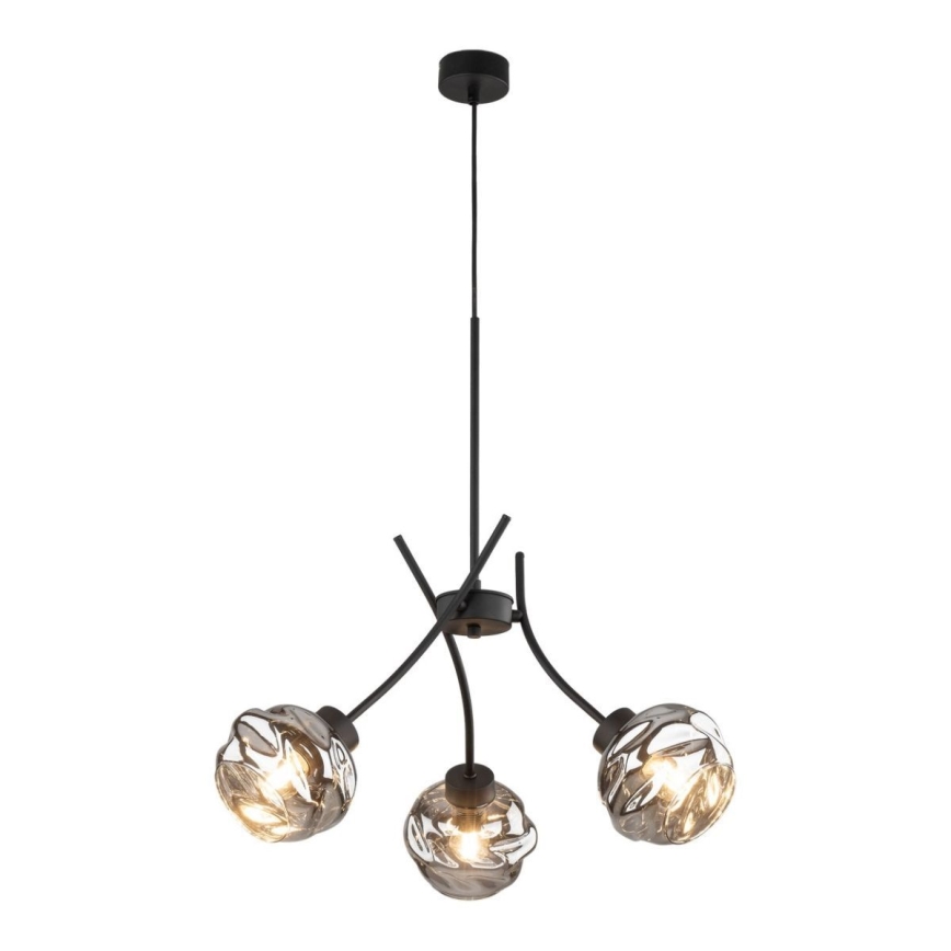 Pendant light on cable ZULIA 3xE27/15W/230V black/smoky black