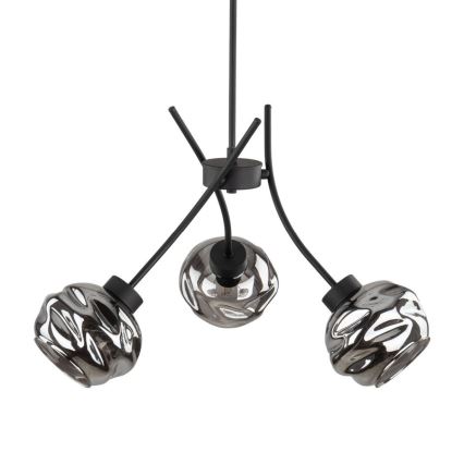 Pendant light on cable ZULIA 3xE27/15W/230V black/smoky black