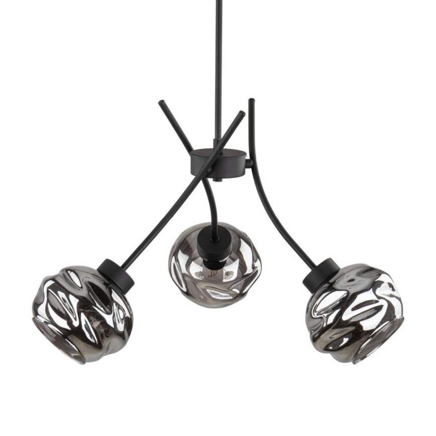 Pendant light on cable ZULIA 3xE27/15W/230V black/smoky black