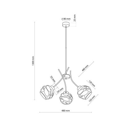 Pendant light on cable ZULIA 3xE27/15W/230V black/smoky black