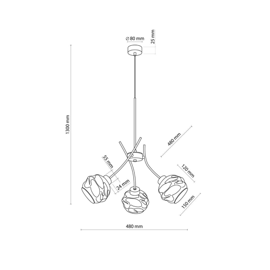 Pendant light on cable ZULIA 3xE27/15W/230V black/smoky black