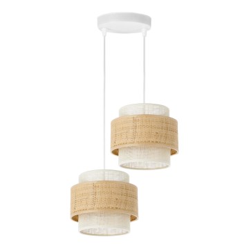 Pendant light on cord BOHO 2xE27/60W/230V jute/cream