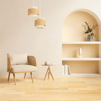 Pendant light on cord BOHO 2xE27/60W/230V jute/cream