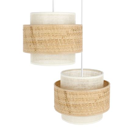 Pendant light on cord BOHO 2xE27/60W/230V jute/cream