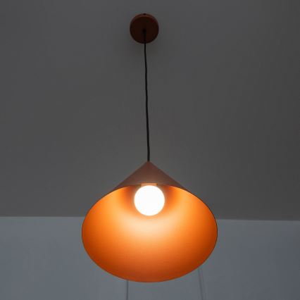 Pendant light on cord ETNA 1xE27/15W/230V Ø 25 cm orange