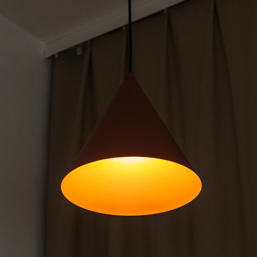 Pendant light on cord ETNA 1xE27/15W/230V Ø 25 cm orange