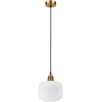 Pendant light on cord HECTOR 1xE27/15W/230V white/brass Ø 20 cm