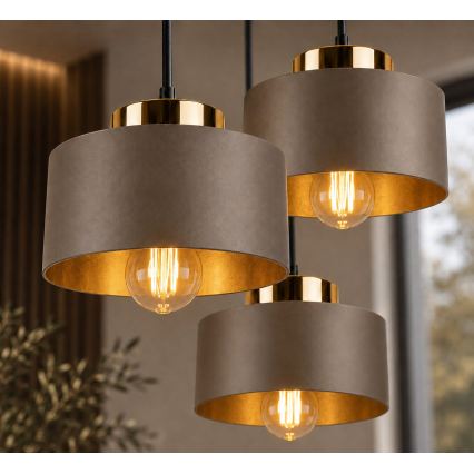 Pendant light on cord IGNIA 3xE27/60W/230V brown/gold