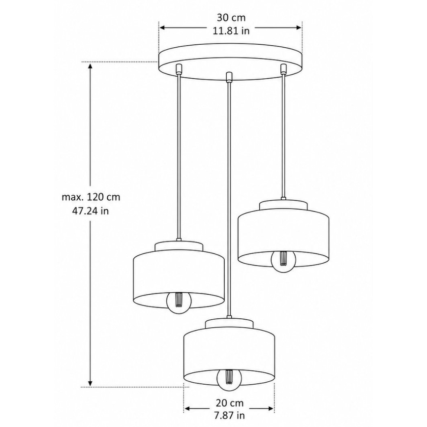 Pendant light on cord IGNIA 3xE27/60W/230V brown/gold