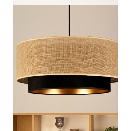 Pendant light on cord SARTA 1xE27/60W/230V Ø 45 cm black/jute
