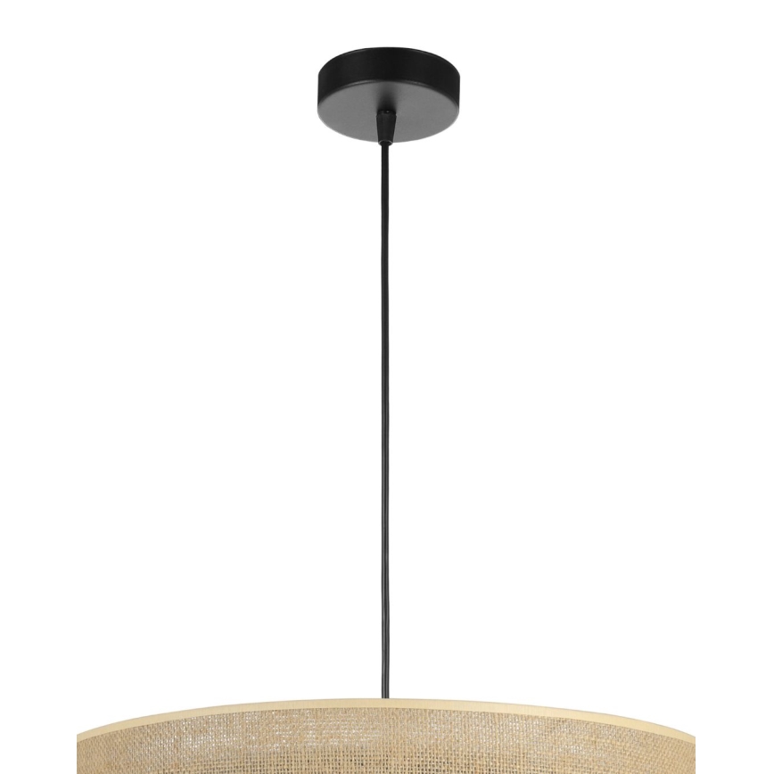 Pendant light on cord SARTA 1xE27/60W/230V Ø 45 cm black/jute