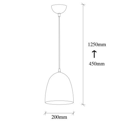 Pendant Light TATTOO 1xE27/40W/230V, Ø 20 cm, Black